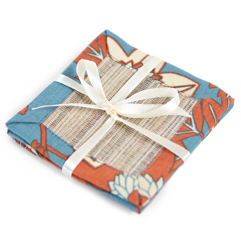 Balizen Waterlily Coasters Passion Flower Blue Spice Set Of 4