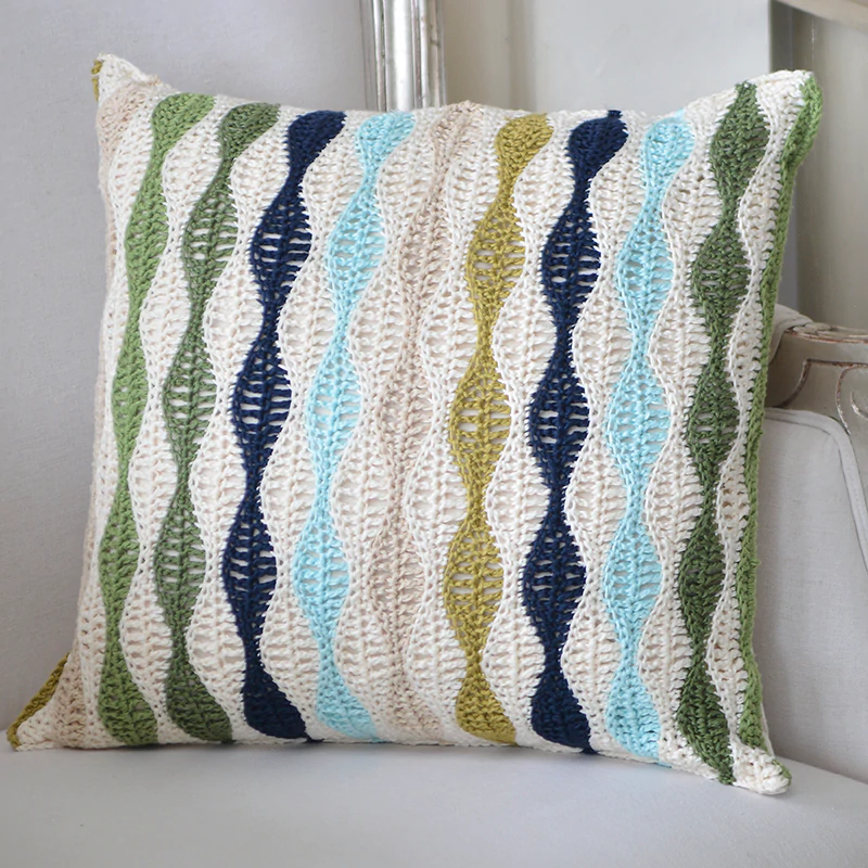 Balizen Cushion Cover Crocheted Wave Cool Tones