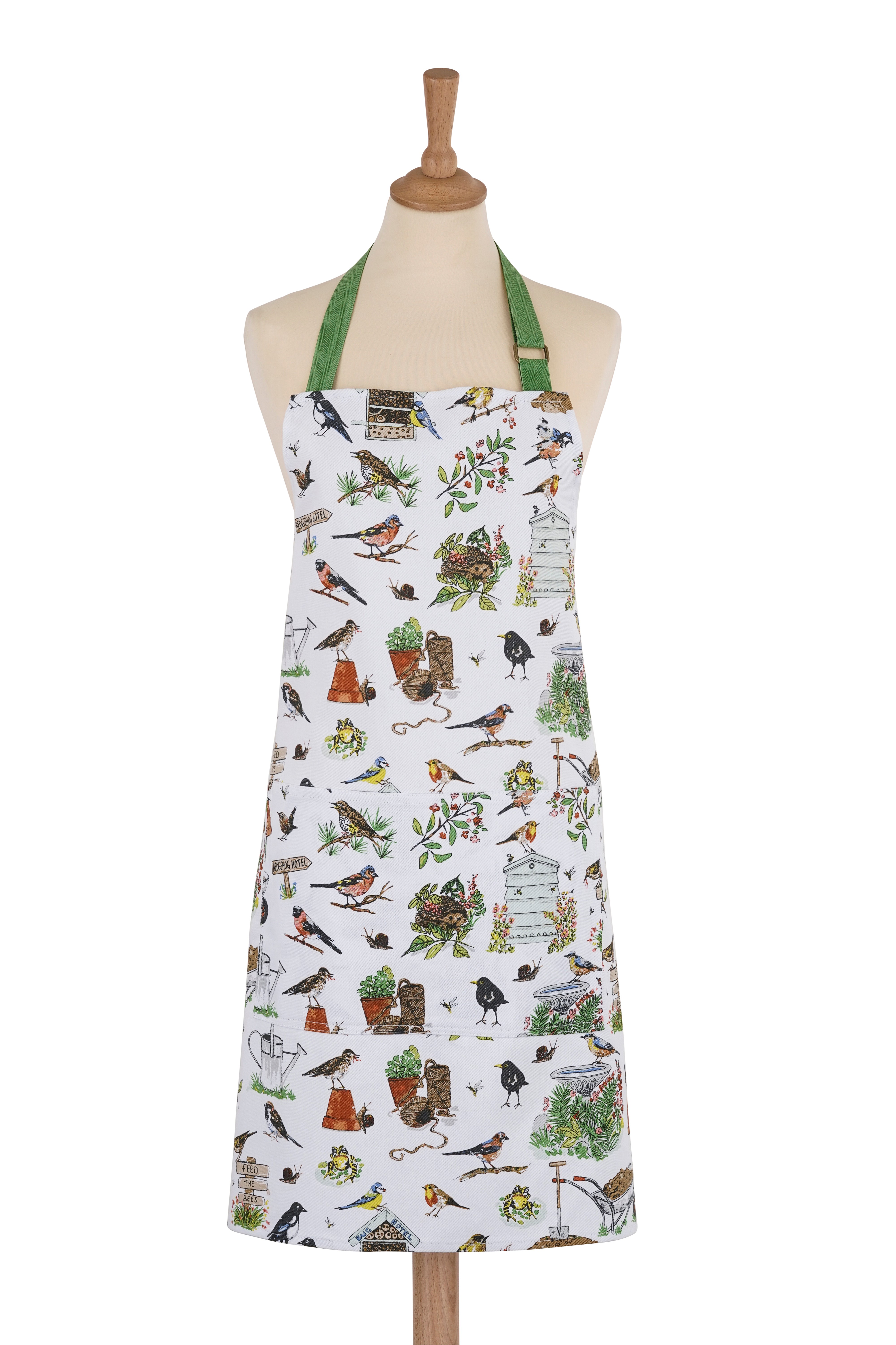 Ulster Weavers Cotton Apron Garden Birds Green