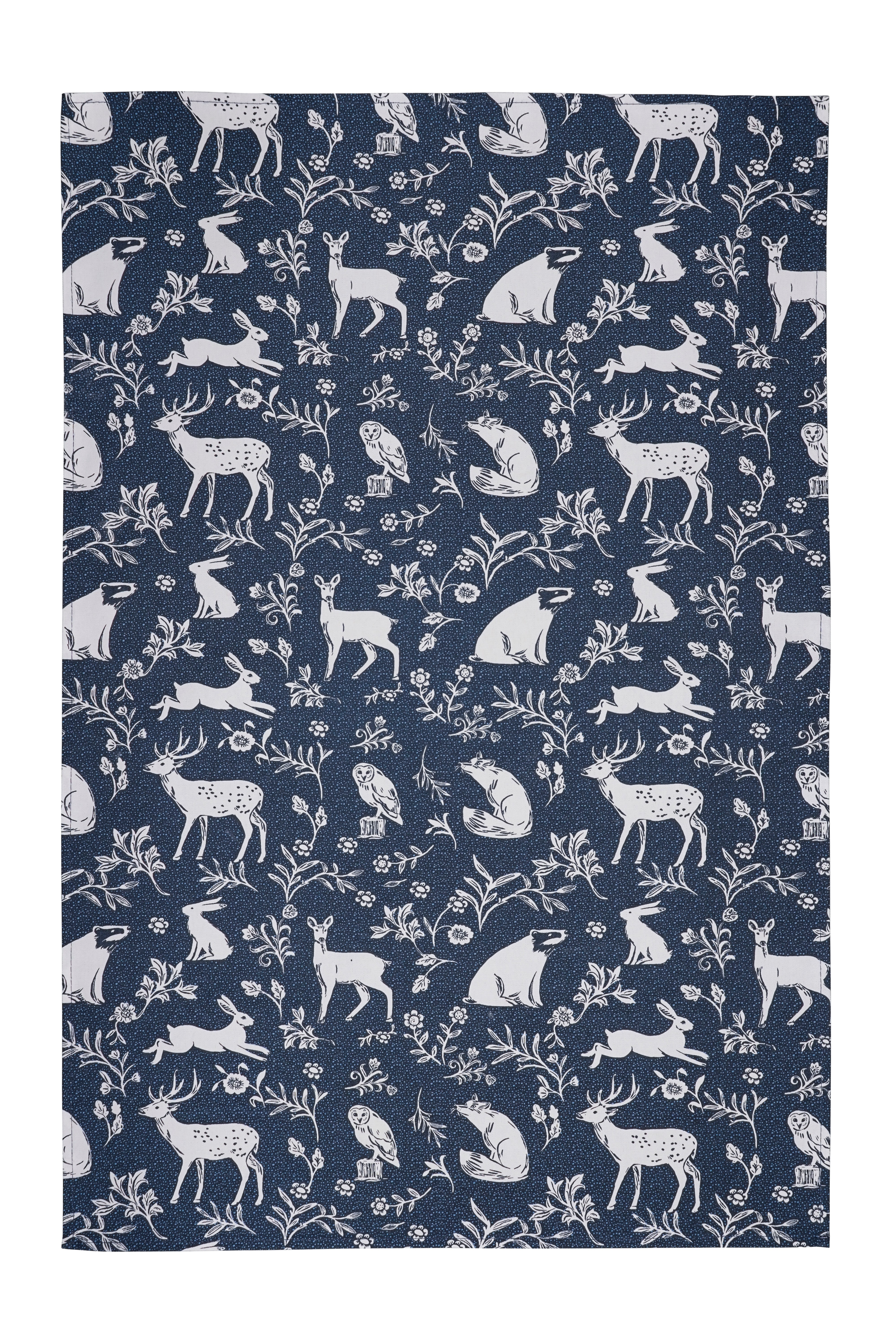 Ulster Weaver's Forest Friends Navy Cotton Tea Towel Twin Pack