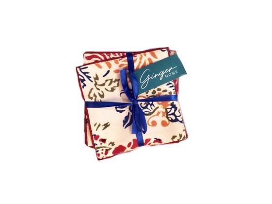 Canton Flower Cotton Coasters Set Of 4