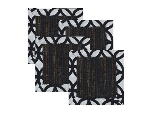 Balizen Rings Black Waterlily Coasters Set Of 4